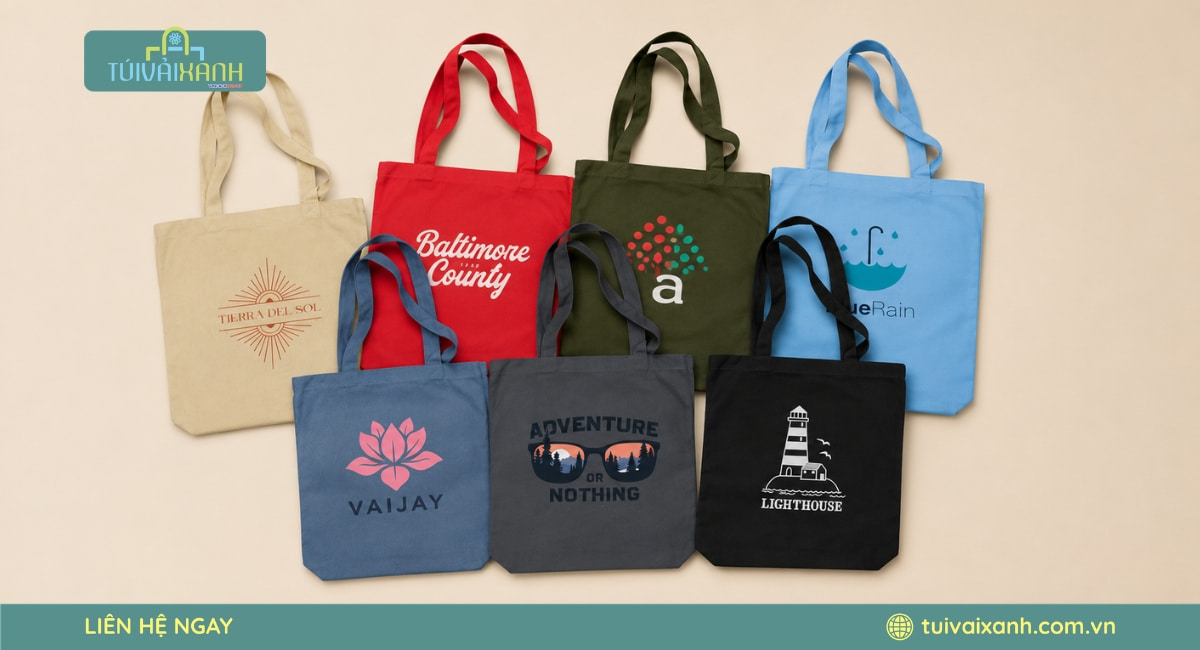 Mẫu túi tote vải canvas dạng dẹp