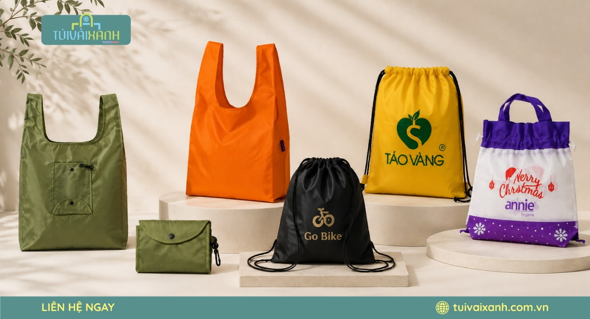 Ứng dụng của túi vải dù trong quảng cáo, du lịch, mua sắm và đời sống