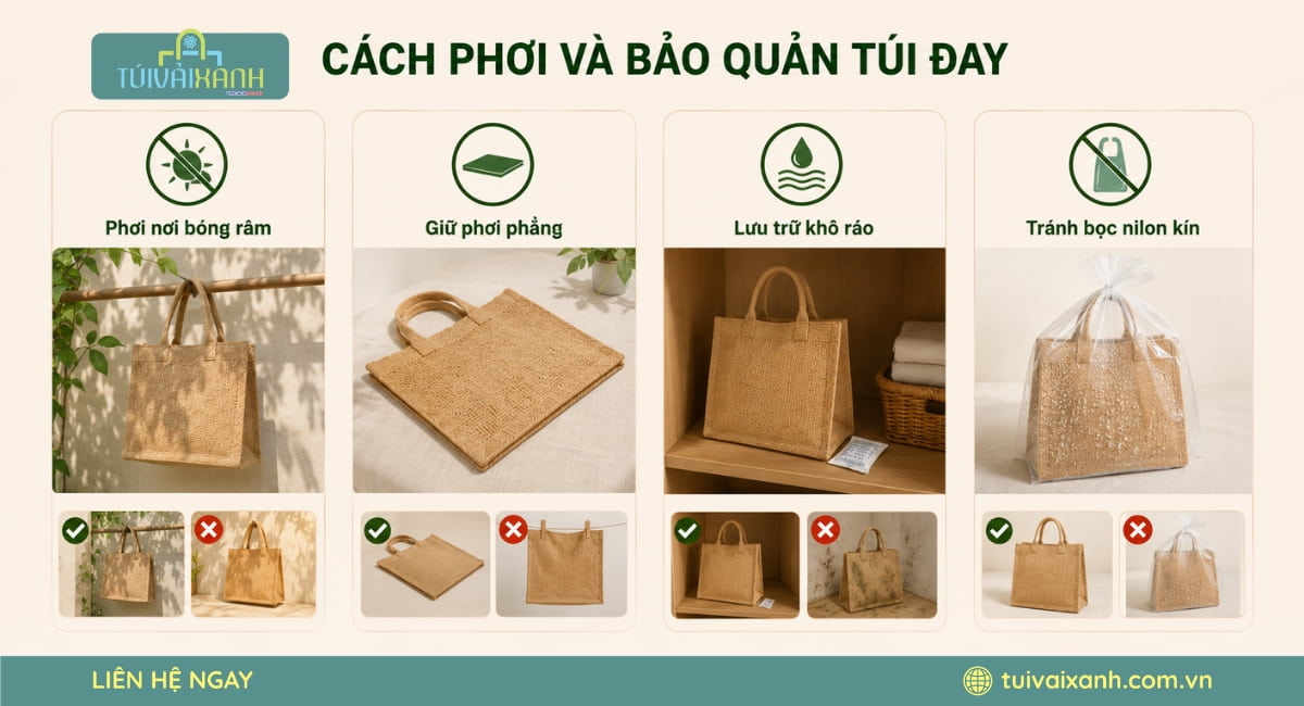 Cách phơi và bảo quản túi vải đay bền lâu