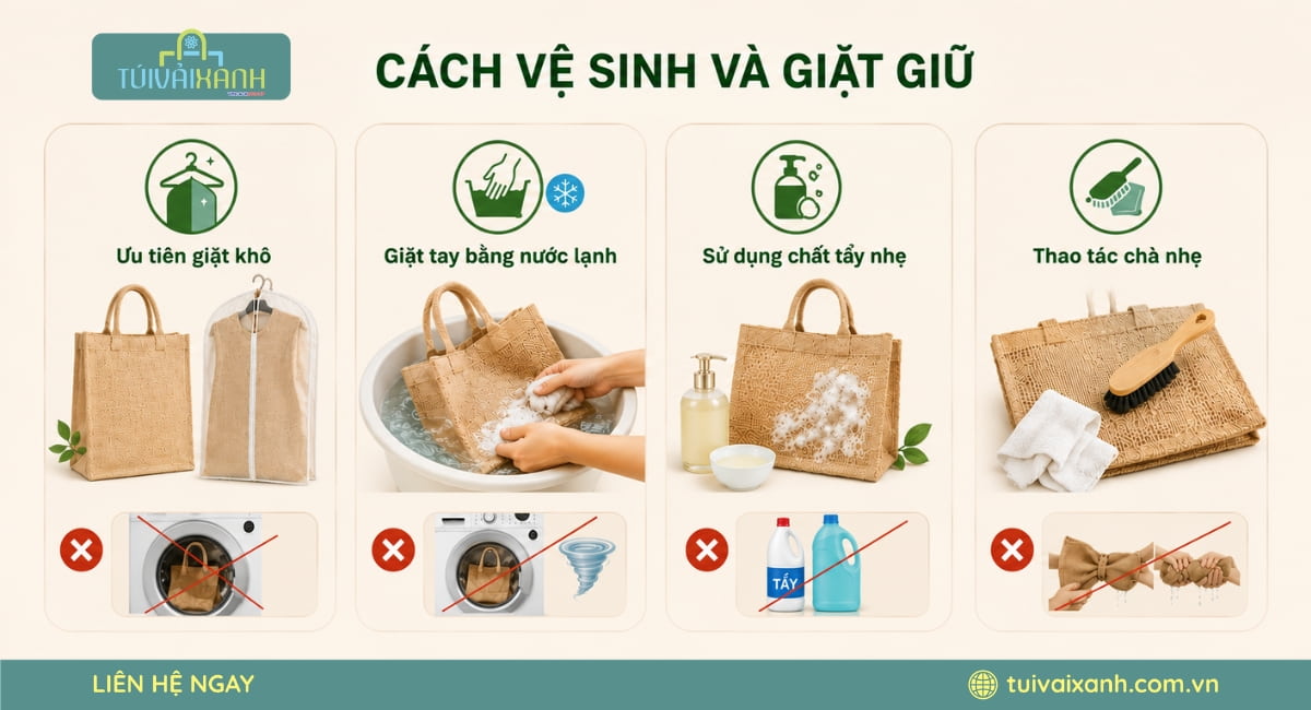 Cách vệ sinh và giặt giũ túi vải đay đúng cách