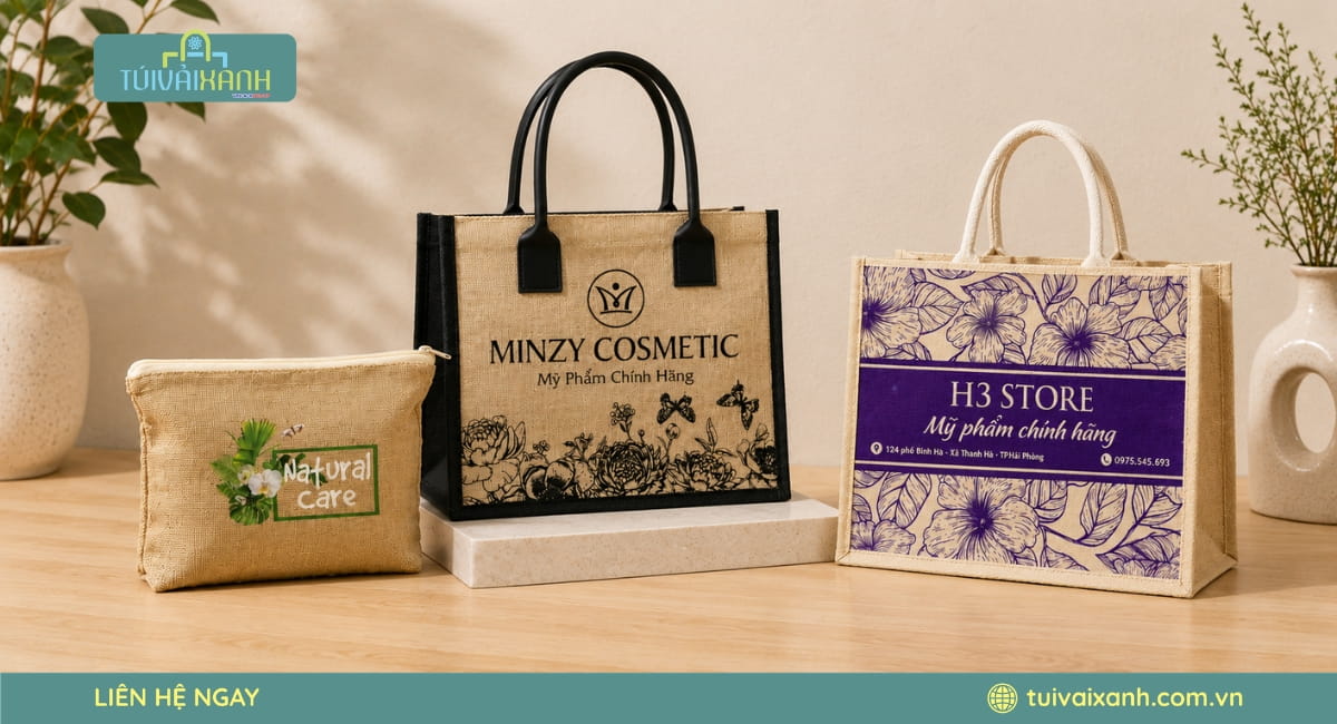 Mẫu túi vải đay cho spa, shop mỹ phẩm