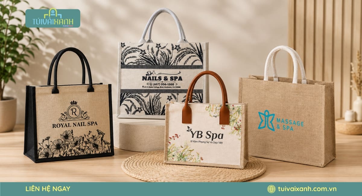 Túi vải đay in logo spa cao cấp