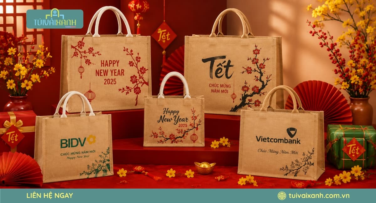 Mẫu túi vải đay quà tết đẹp mắt