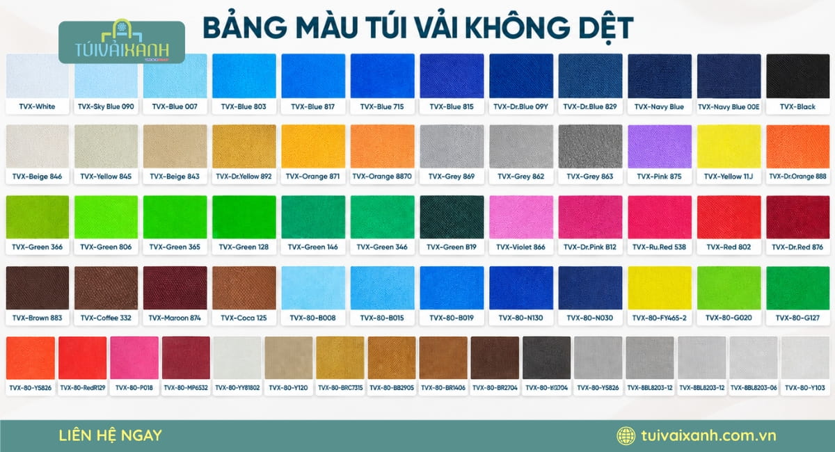 Bảng màu vải không dệt có bao nhiêu tông màu?