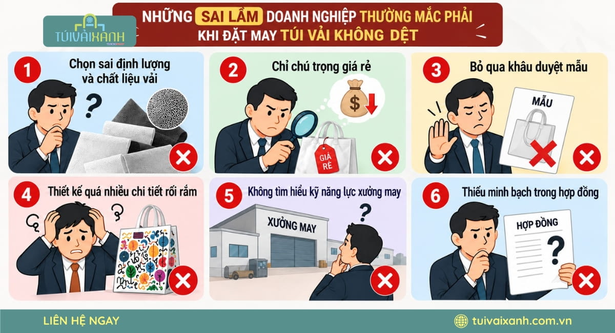 Những sai lầm doanh nghiệp thường mắc phải khi đặt may túi vải không dệt