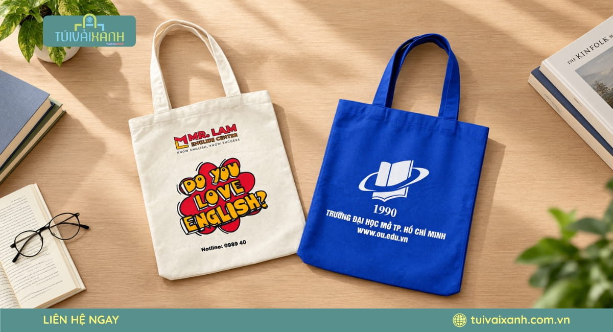 Túi vải đựng sách in logo giúp doanh nghiệp tăng nhận diện thương hiệu