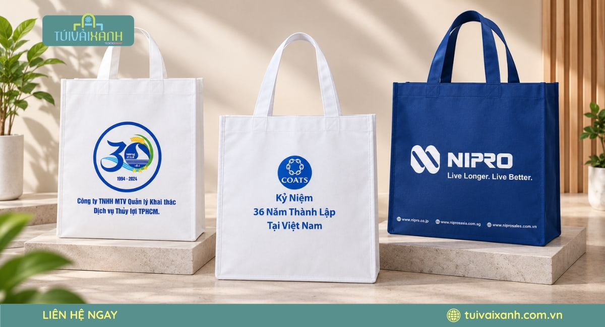 Túi vải không dệt đựng hồ sơ in logo giúp tăng nhận diện thương hiệu doanh nghiệp