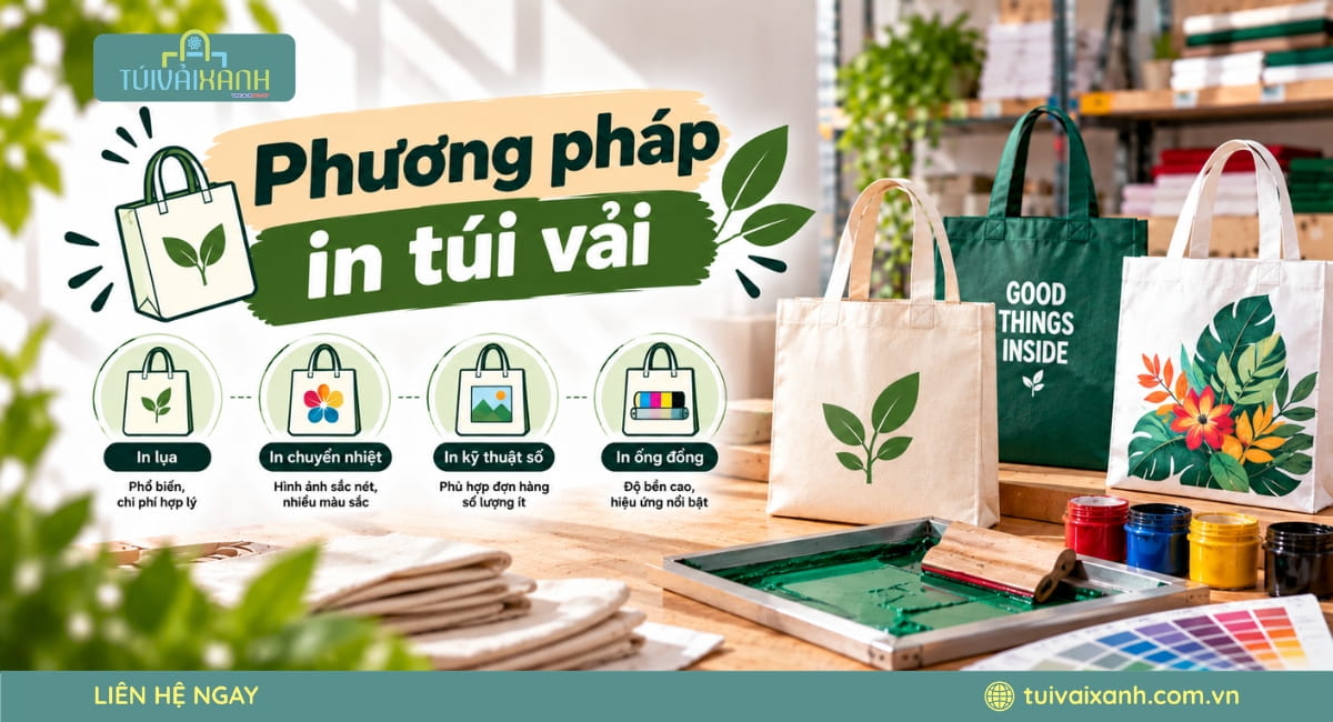 Các Phương Pháp In Túi Vải Phổ Biến Tại Xưởng Túi Vải Xanh
