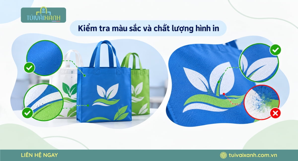 Kiểm tra màu sắc và chất lượng hình in trên vải không dệt